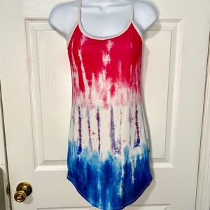 Red White & Blue Tie Dye Spaghetti Strap Dress